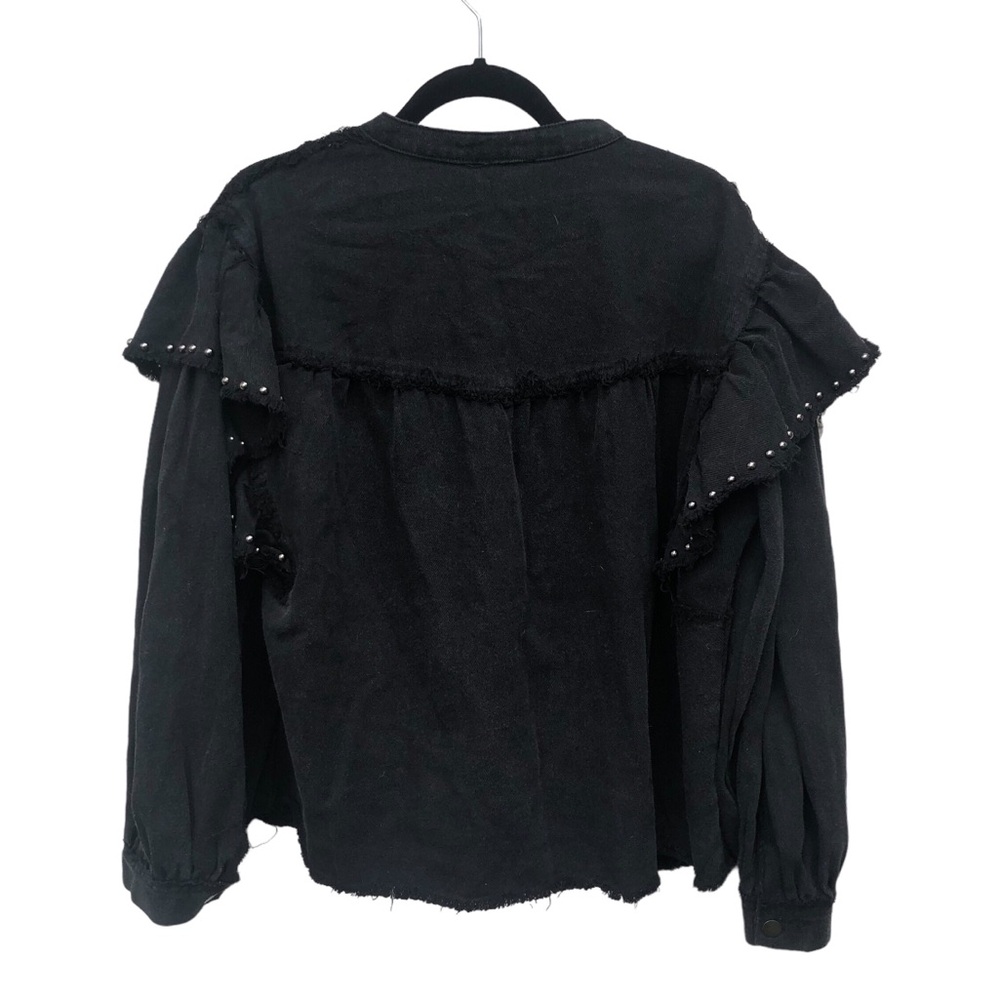 Vici Black Denim Studded Ruffle Shoulders size XS - Picture 5 of 7